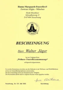 Fussreflexzonenmassage 2021 Walter Jaeger