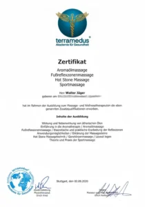 Terramedus Zertifikat 2020 Walter Jaeger